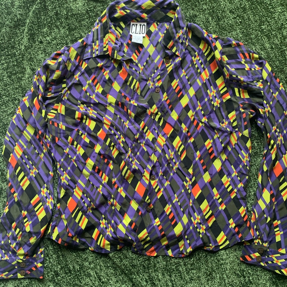 Funky Pattern Vintage Silk Button Down